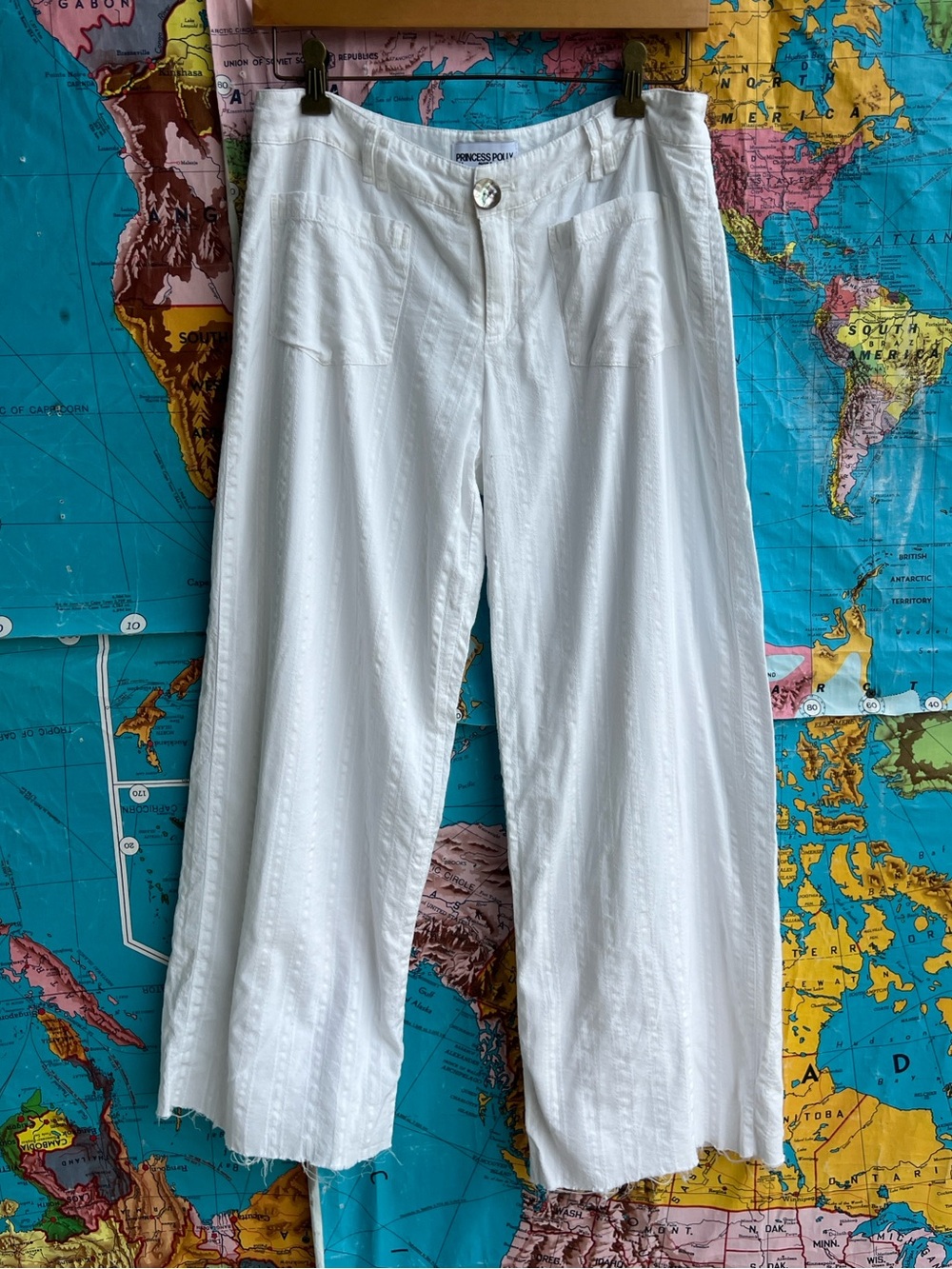 Princess Polly White Linen-Look Pants